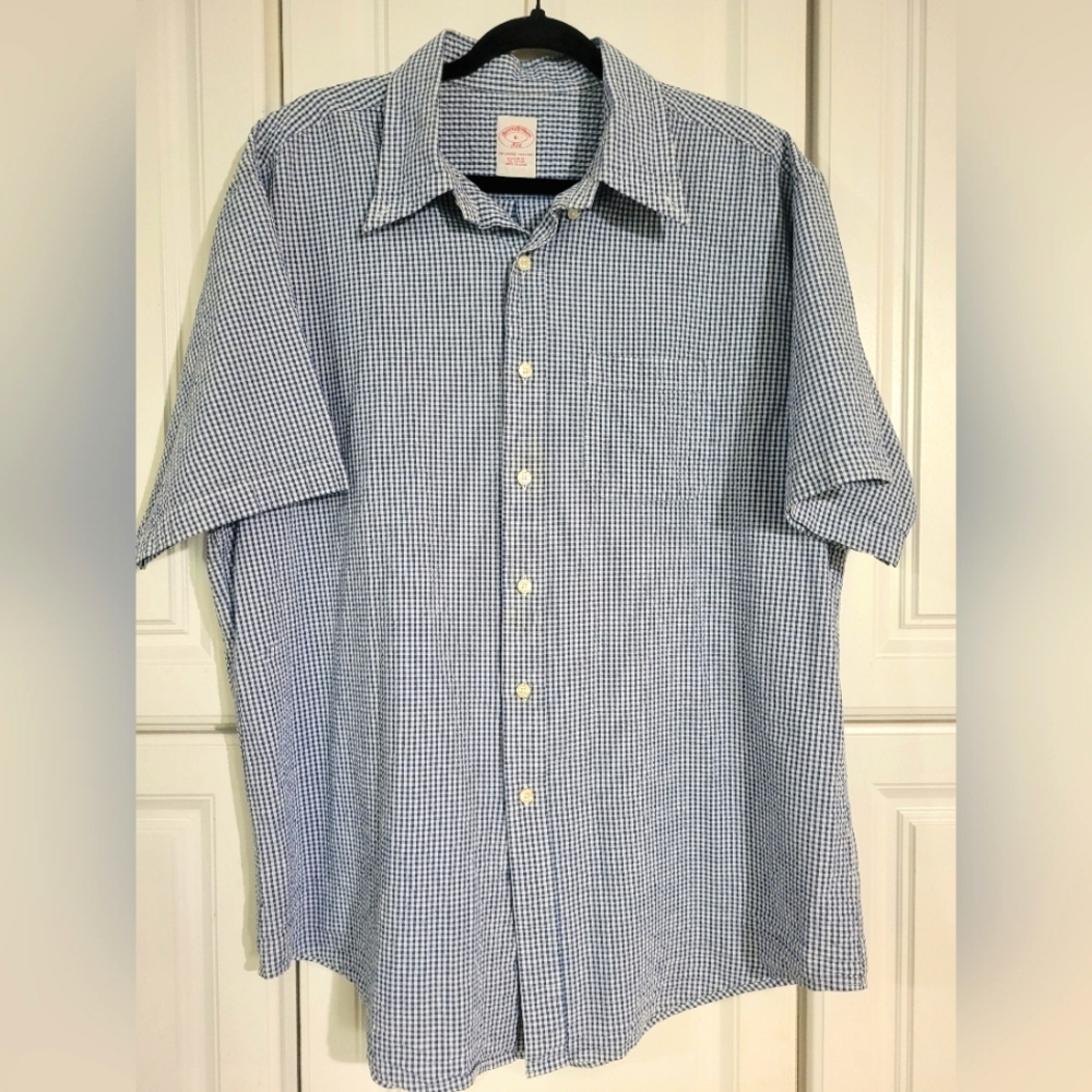 Brooks Brothers Blue Casual Button Down Shirt, Regular Fit, Size XL, Cotton
